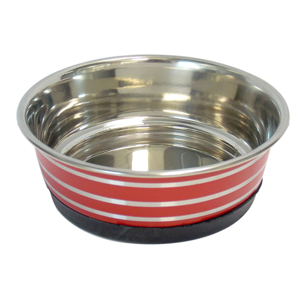 [551-VM2612B] Tommy Renkli Kaydırmazlı Çelik Kedi ve Köpek Mama ve Su Kabı (13 Cm)