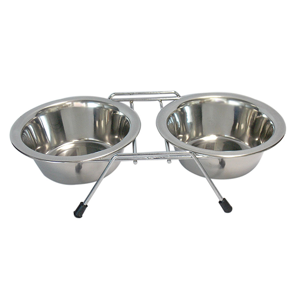 [551-VM2700B] Tommy Çelik Kedi Köpek Mama ve Su Kabı İkili (2x300 Ml)