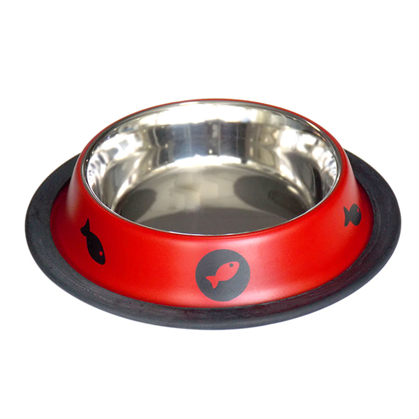 [551-VM2509AK] Tommy Balık Desenli Çelik Kedi ve Köpek Mama ve Su Kabı (8 Oz)