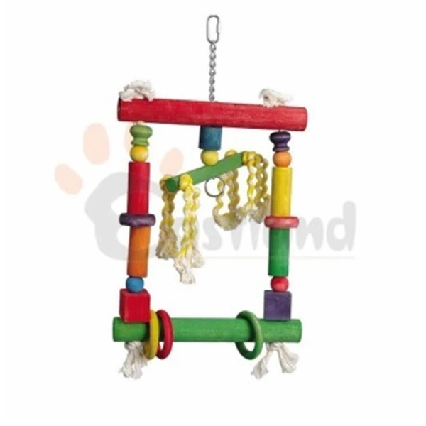 [520-703134] Eastland Stres İpli Ahşap Halkalı Papağan Salıncağı