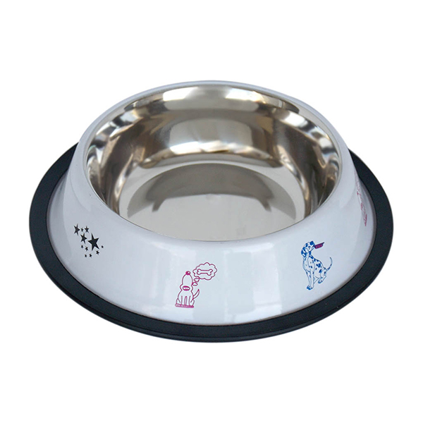 [551-VM2517BW] Tommy Çelik Kedi ve Köpek Mama ve Su Kabı Desenli (16 Oz)