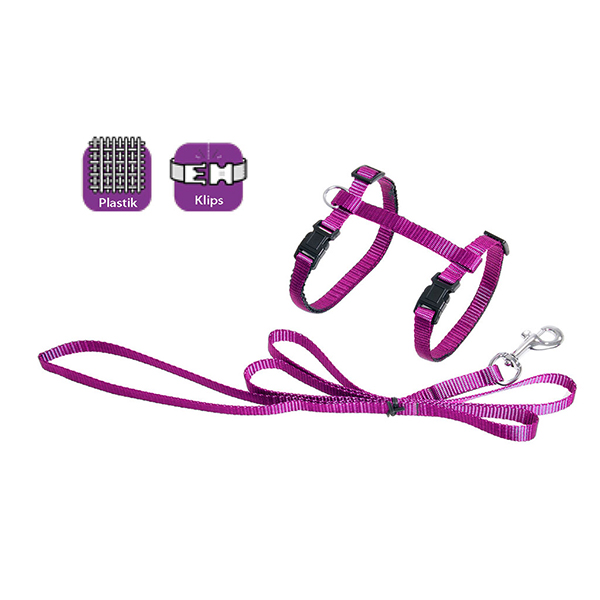 [555-1031205] Karlie Kedi Göğüs ve Uzatma Tasması (Pembe)