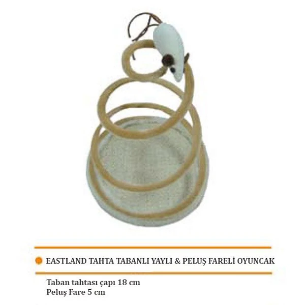 [520-YM111044] Eastland Peluş Tablalı Yaylı Fare Kedi Oyuncağı