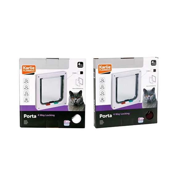 [555-507510] Karlıe Kilitli İnce Kedi Kapısı (Beyaz, 4 Yönlü)
