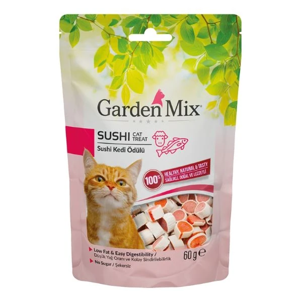 [590-32042001] Garden Mix Kuzulu Sushi Düşük Yağlı Şekersiz Kedi Ödül Maması (1 Adet)