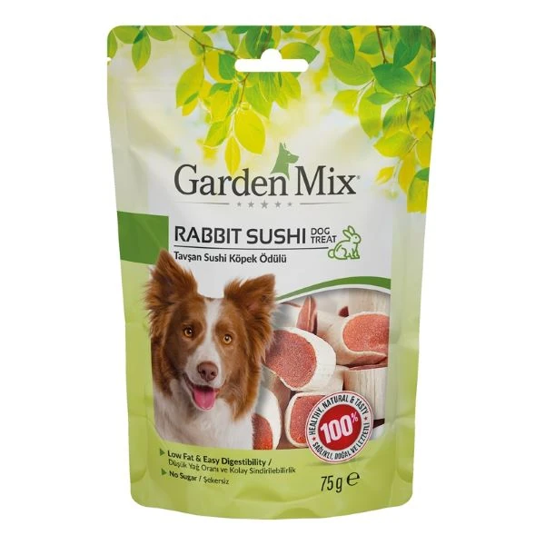 [590-31052006] Garden Mix Tavşan Sushi Düşük Yağlı Şekersiz Köpek Ödül Maması (1 Adet)