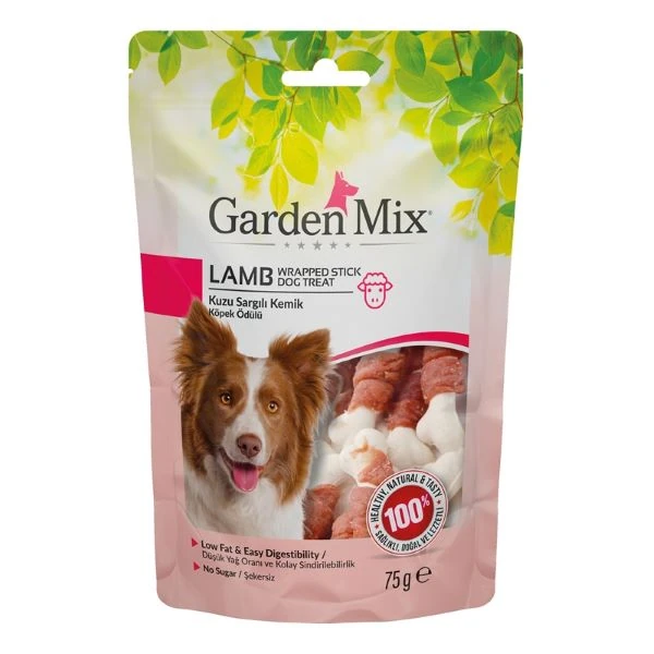 [590-31043002] Garden Mix Kuzu Sargılı Kemik Düşük Yağlı Şekersiz Köpek Ödül Maması (1 Adet)