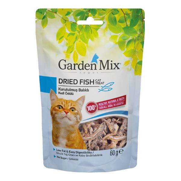 [590-32062007] Garden Mix Kurutulmuş Balıklı Düşük Yağlı Şekersiz Kedi Ödül Maması (1 Adet)
