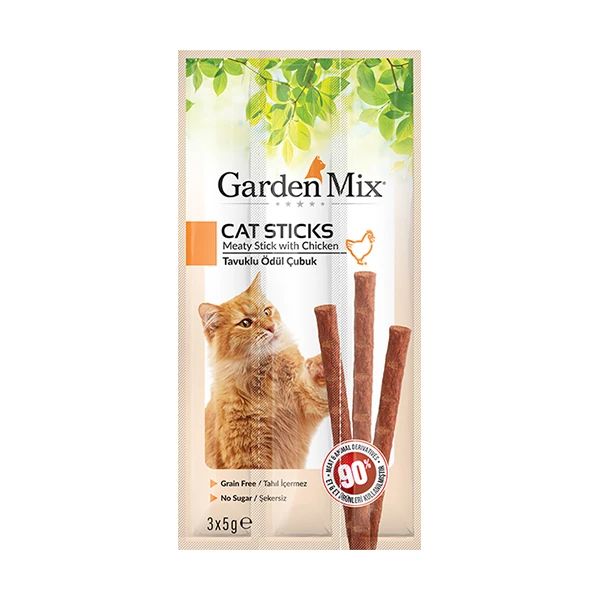 [580-102] Garden Mix Tavuklu Stick Kedi Ödül Maması (1 Adet)
