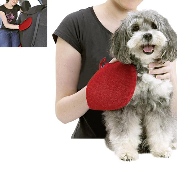 [555-68133] Karlie Köpek Tüy Toplayıcı Kadife Eldiven Kırmızı