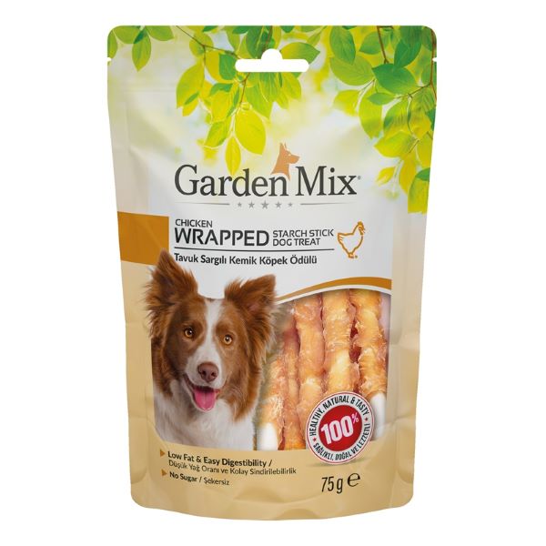 [590-31013011] Garden Mix Tavuk Eti Sargılı Kemik Düşük Yağlı Şekersiz Stick Köpek Ödül Maması (1 Adet)