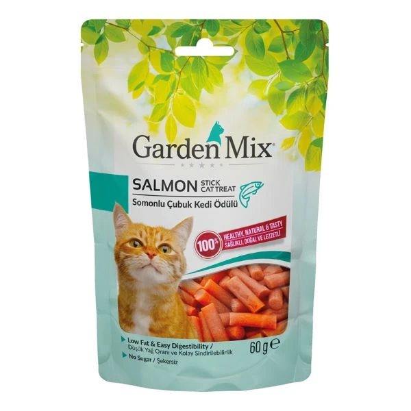 [590-32012009] Garden Mix Somonlu Düşük Yağlı Şekersiz Stick Kedi Ödül Maması (1 Adet)