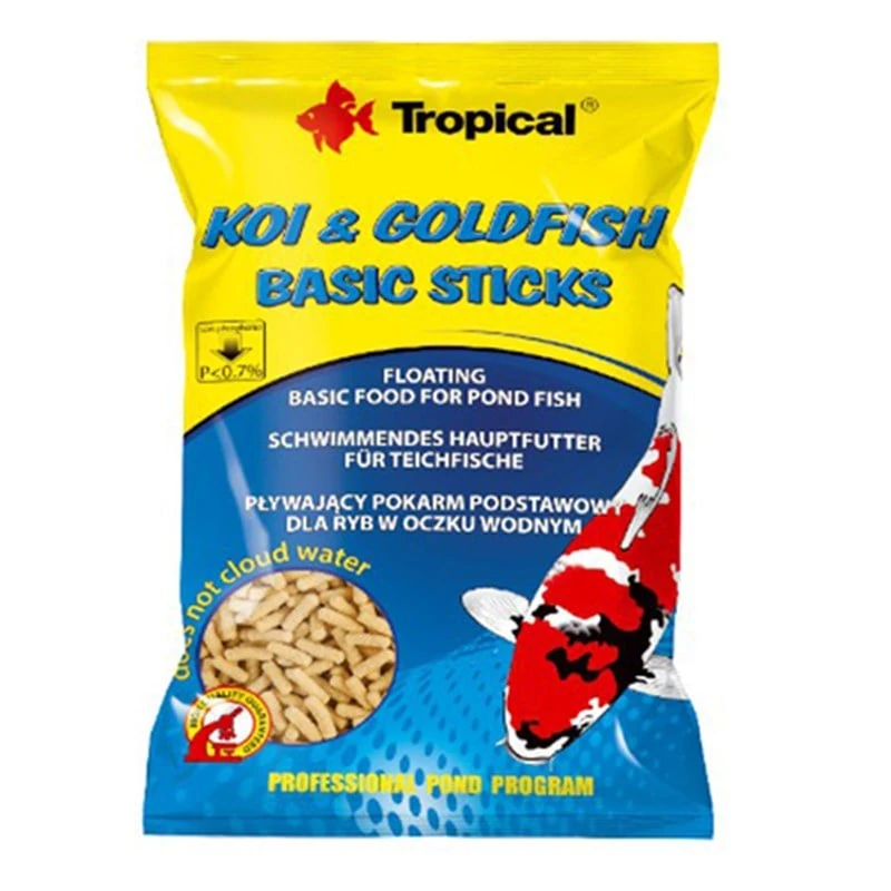 [5900469403747] Tropical Koi Goldfish Basic Sticks Havuz Balıkları için Yüzücü Temel Balık Yemi (90 Gr)