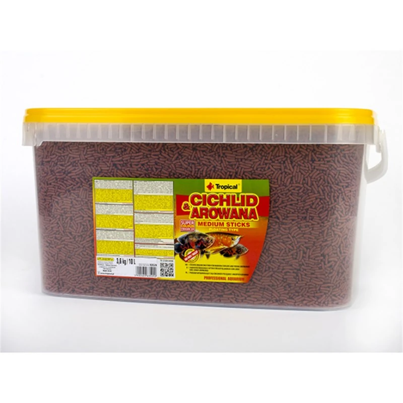 Tropical Cichlid Arowana Sticks Cichlid Balıkları için Orta Boy Çubuk Balık Yemi 10 Lt 3.6 Kg
