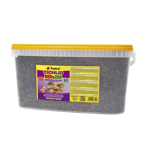 [5900469637296] Tropical Cichlid Red Green Sticks Cichlid Balıkları için Renklendirici Çubuk Balık Yemi 10 Lt 3.6 Kg