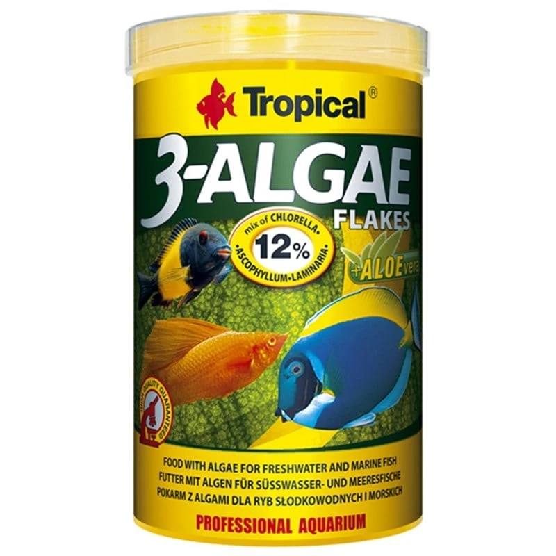 [5900469771631] Tropical 3-Algae Flakes Tatlı ve Tuzlu Su Balıkları için Yosunlu Yem