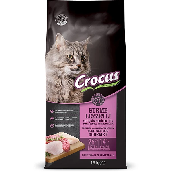 [855-051] Crocus Adult Gourmet Tavuklu Renkli Taneli Yetişkin Kedi Maması