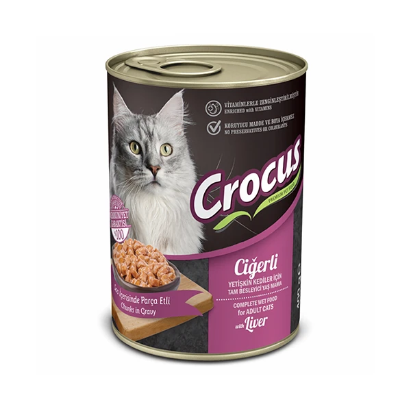 [855-091] Crocus Ciğerli Yetişkin Kedi Yaş Maması (1 Adet)