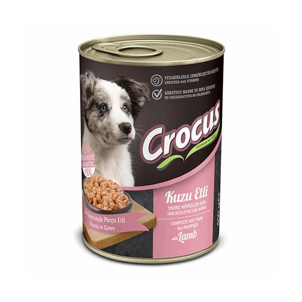 [855-082] Crocus Kuzu Etli Yavru Yaş Köpek Maması (1 Adet)