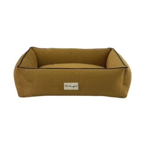[7859] Pet Comfort Golf Vita Biye Kedi ve Köpek Yatağı (Hardal/Parliament Mavi, 75x60 Cm, Small)