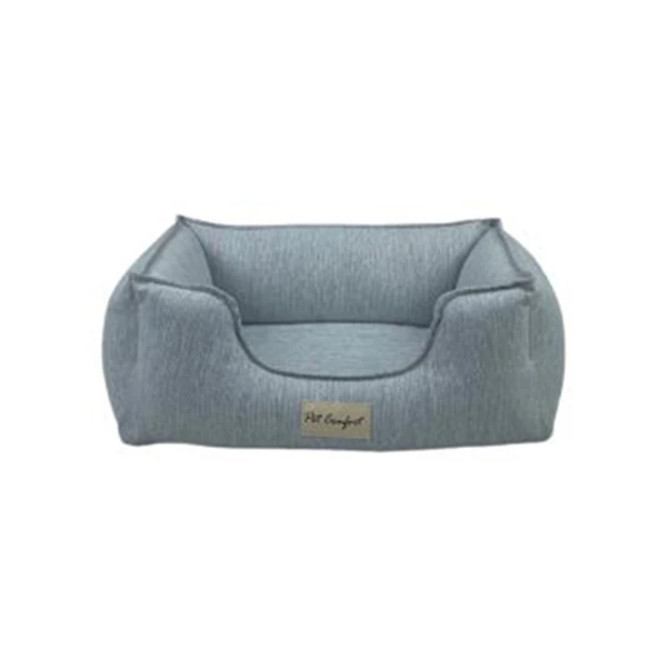 [7581] Pet Comfort Alpha Zeugma Kedi ve Köpek Yatağı Açık Gri Yatağı (50x60 Cm, Small)
