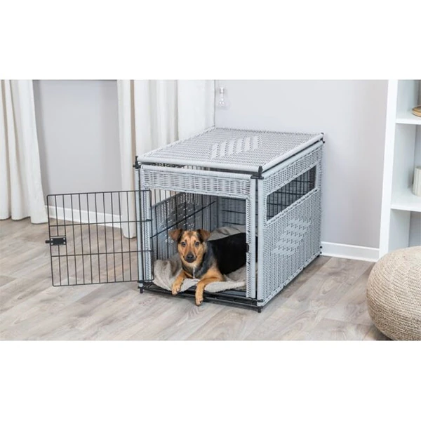 [39749] Trixie Dekoratif Rattan Köpek Kafesi Açık Gri
