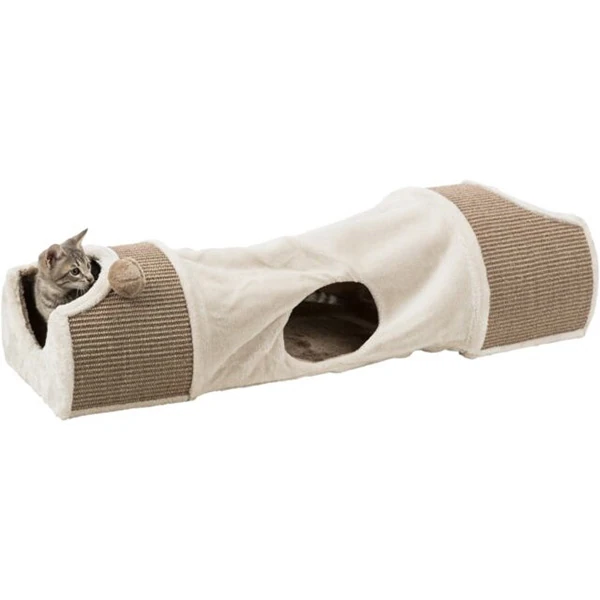 Trixie 2 Bölmeli Peluş ve Jüt Kumaşlı Kedi Oyun Tüneli