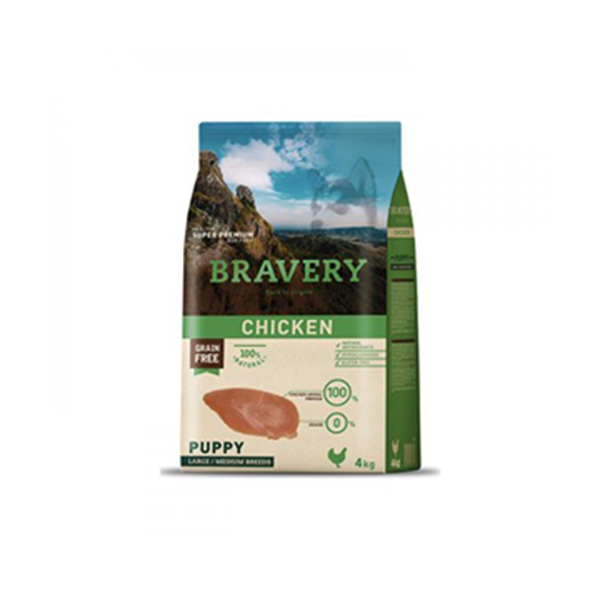 [8436538946633] Bravery Adult Orta ve Büyük Irk Tavuklu Tahılsız Yetişkin Köpek Maması (4 Kg)