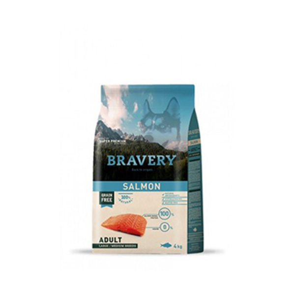 [8436538946657] Bravery Adult Orta ve Büyük Irk Somonlu Tahılsız Yetişkin Köpek Maması (4 Kg)