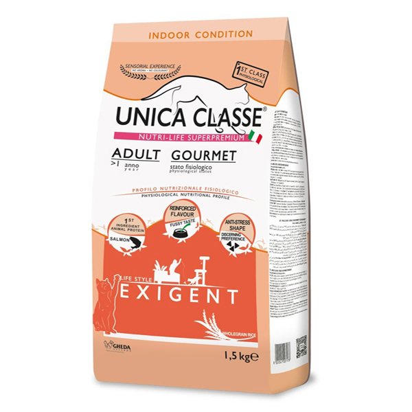 [8001541007178] Unica Classe Adult Gourmet Exigent Somonlu Renkli Taneli Yetişkin Kedi Maması