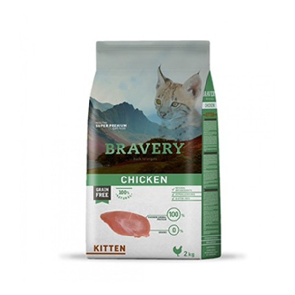 [8436538947722] Bravery Kitten Tavuklu Tahılsız Yavru Kedi Maması