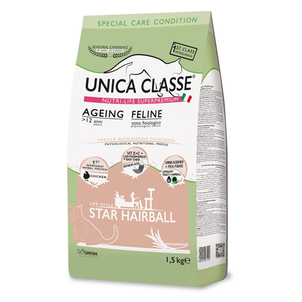 [8001541007192] Unica Classe Adult Ageing Feline Star Hairball Tavuklu Yaşlı Kedi Maması