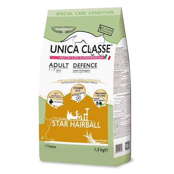 [8001541007208] Unica Classe Adult Defence Star Hairball Tavuklu Tüy Yumağı Önleyici Yetişkin Kedi Maması