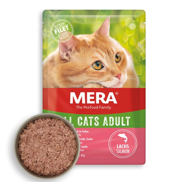 [4025877396014] Mera Tahılsız Somonlu Pouch Yetişkin Konserve Kedi Maması (1 Adet)