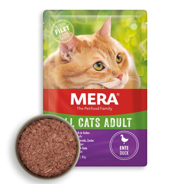 [4025877398018] Mera Ördekli Pouch Yetişkin Konserve Kedi Maması (1 Adet)