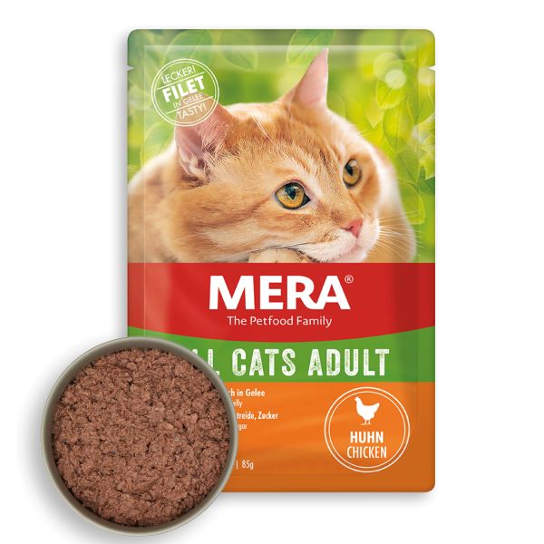 [4025877395017] Mera Tahılsız Tavuklu Pouch Yetişkin Konserve Kedi Maması (1 Adet)