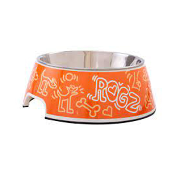 [RBOWL101CP] Rogz Bowlz Bubble Doodle Karışık Desenli Kedi ve Köpek Mama ve Su Kabı Turuncu Large (160 Ml)