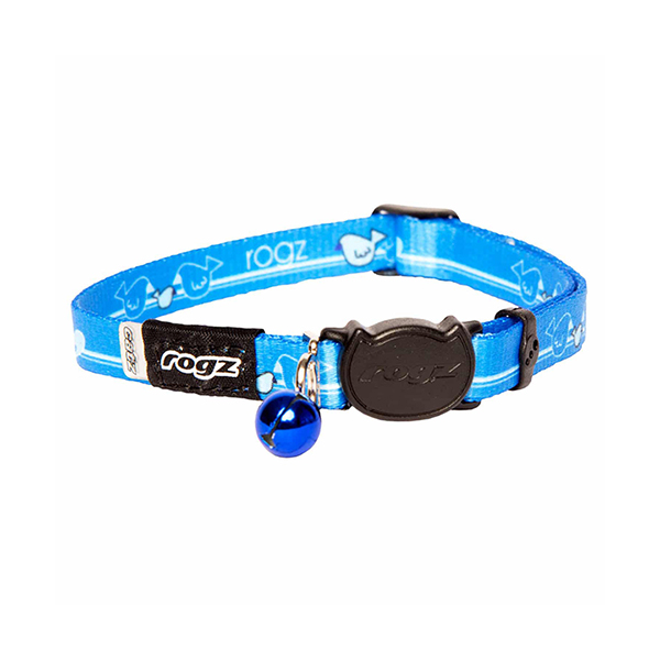 [RCB07D] Rogz Catz KiddyCat Halsband Kılçık Desenli Dokuma Kedi Boyun Tasması Mavi Small