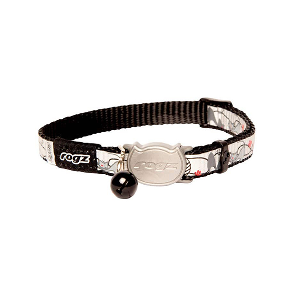 [RCB40A] Rogz Catz Reflectocat Halsband Kedi Desenli Kedi Boyun Tasması Siyah