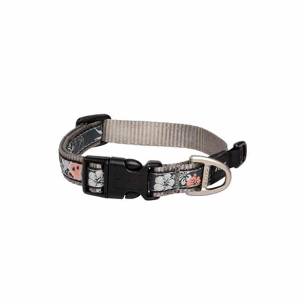 [RHB12CN] Rogz Fancy Dress Halsband Çiçek Desenli Köpek Boyun Tasması Gri Medium