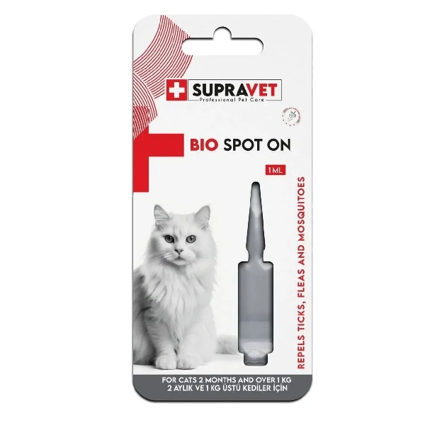 [SUP053] Supravet Kedi Deri ve Tüy Bakım Yağı Bit Pire Kene Dış Parazit Ense Damlası