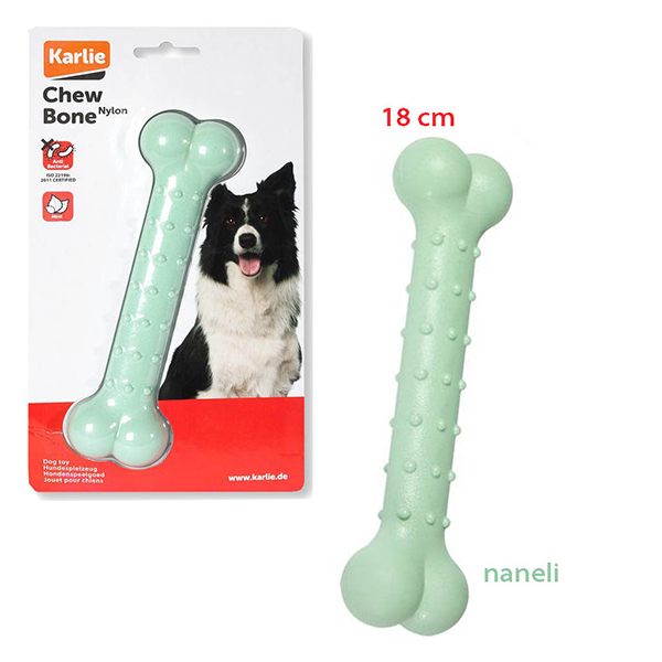 [555-521434] Karlie Plastik Köpek Çiğneme Kemiği Pastırmalı (18 Cm, Naneli)