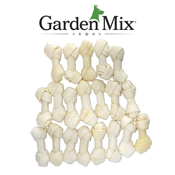 [541-YFJ008] Garden Mix Beyaz Düğümlü Köpek Ödül Kemiği (20x7 Cm)