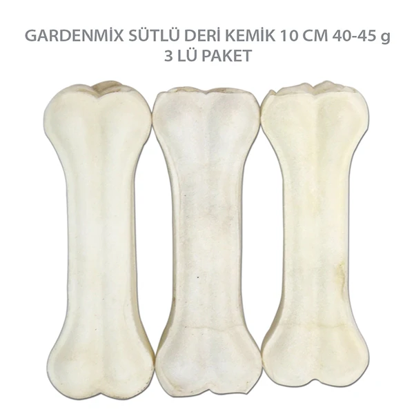 [541-YF8014WA] Garden Mix Sütlü Deri Köpek Kemik Ödülü (3x10 Cm)