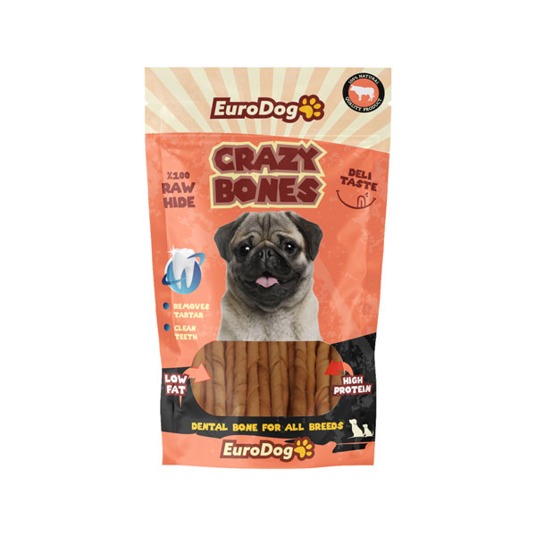 [458-5128] Euro Dog Crazy Bone Natural Burgu Çubuk Köpek Kemik Ödül Maması 12 Cm