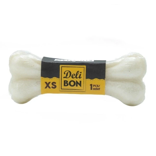 [SHR7CM1XSWHITE] Delibon Deri Pres Vakumlu Kemik Köpek Ödülü (Beyaz, 7 Cm, 1 Adet)