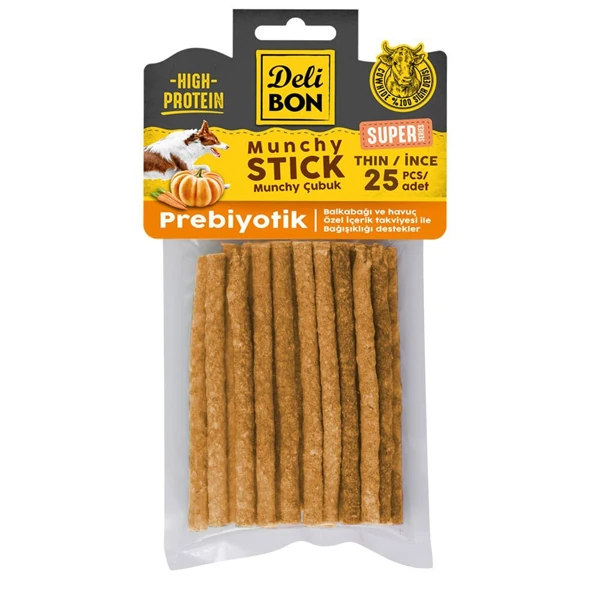 [SUPER25MUNCHYPREBIOTIC] Delibon Süper Munchy Çubuk Prebiyotik Köpek Çiğneme Kemiği (25 Adet, İnce)