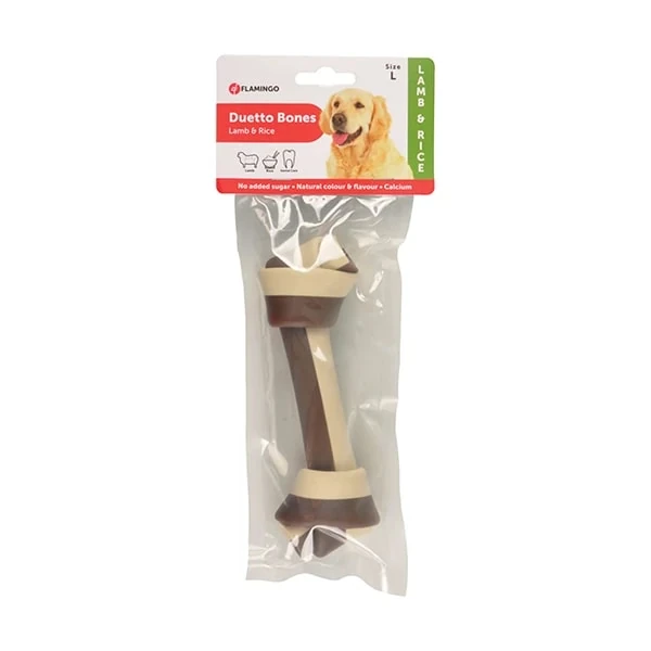 [241-516570] Flamingo Duetto Bones Kuzu Etli ve Pirinçli Köpek Kemik Ödülü (1 Adet)