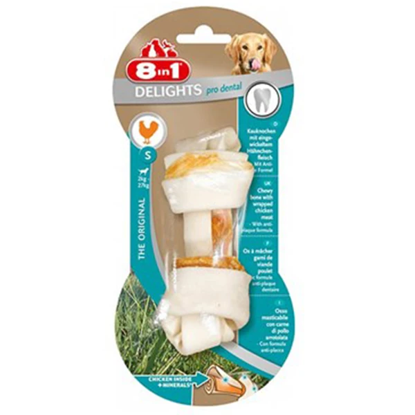 [406-660333] 8in1 Delights Pro Dental Düğümlü Tavuk Etli Köpek Kemik Ödülü (1 Adet)