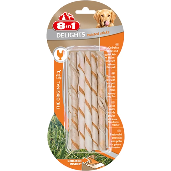 [406-660962] 8in1 Delights Twisted Tavuklu Burgu Köpek Kemik Ödülü (1 Adet)